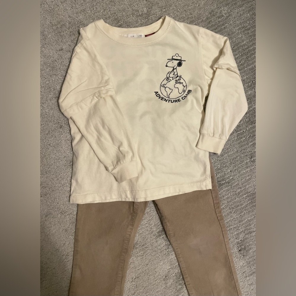 Long sleeve tee and cords size 5t great condition!